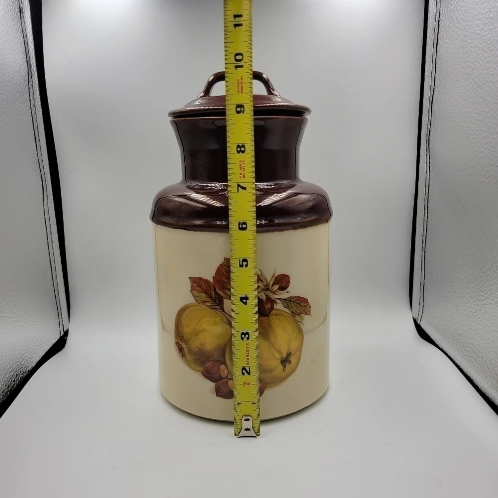 Vintage McCoy Pottery 523 Canister Storage Jar with Lid - Fruit and Nut Pattern